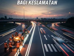 Proses pengerjaan marka jalan profesional oleh Marka Jalan Indonesia