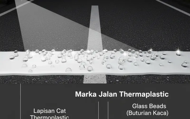 Marka jalan thermoplastik contoh 1
